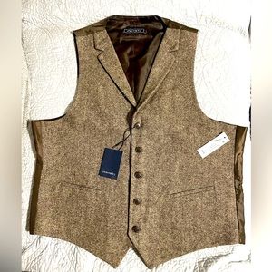 Crown & Ivy Brown Tweed Suit Vest New with Tags